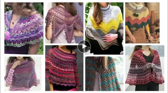 Top Latest Stylish Designer Multishades Fancy Cotton Crochet knitting Caplet  Shawls design❤