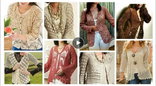 Top Latest Designers Fancy Cotton Crochet Embroidered Lace Pattern Cardigan/#open Jacket design❤