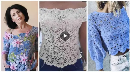 Classy And Impressive crochet knitting Embroidered Top Blouse