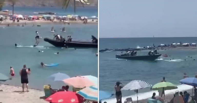 Migranter simmade i land på stranden – blev nedtacklade av turister