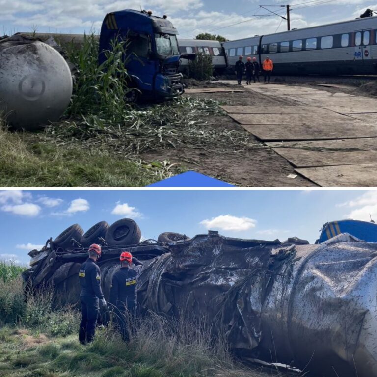 “Kvinna död i våldsam tågolycka: Lokförare och förare av gödseltransport i kritiskt tillstånd”