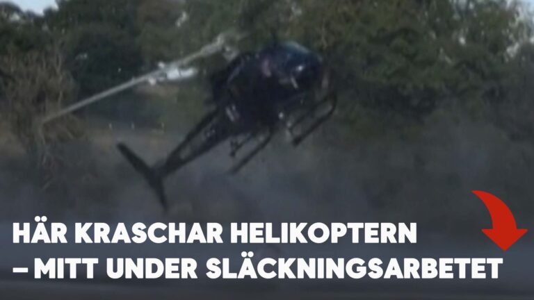 Här kraschar helikoptern – när den ska hämta vatten för att släcka brand