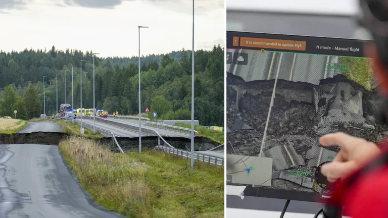 Dramatiskt vägras i Norge – hus kan falla ner i vattnet