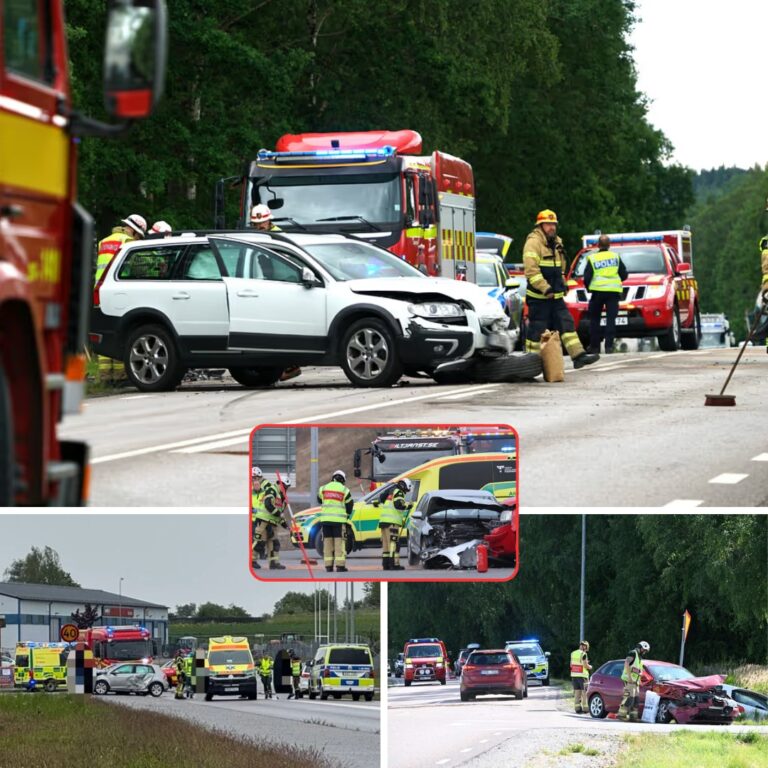 En våldsam frontalkrock mellan två personbilar har skickat båda förarna till sjukhus med ambulans.