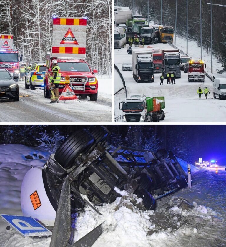 Flera olyckor i det dåliga vädret – vägarna blir livsfarliga när regn och halka skapar kaos, polisen uppmanar till försiktighet