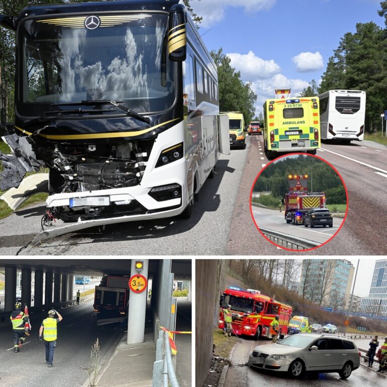 Allvarlig trafikolycka vid en järnvägsviadukt – räddningstjästen larmades och polisen utreder vad som orsakade kraschen