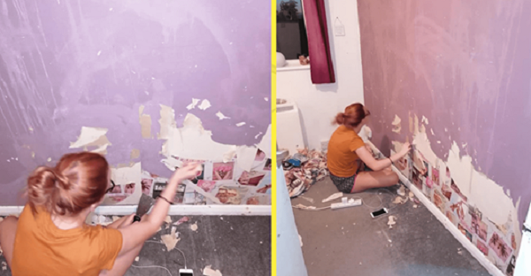Flickan bestämde sig för att renovera sitt rum själv och rev av tapeten. Hennes föräldrar blev förbluffade!